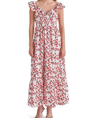 🍓NWT Betsey Johnson Strawberry Printed Maxi Dress - Snow White🍓